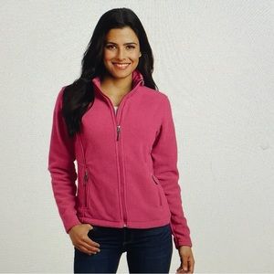 Port Authority pink value fleece embroidered full zip jacket, size L outdoor